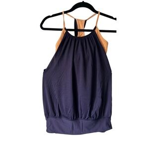 Lululemon No-Limit Tank Top Women 6 do blue Peach Built-in Bra Layered